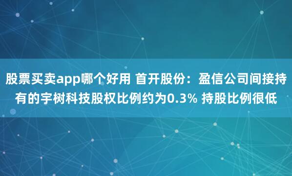 股票买卖app哪个好用 首开股份：盈信公司间接持有的宇树科技股权比例约为0.3% 持股比例很低